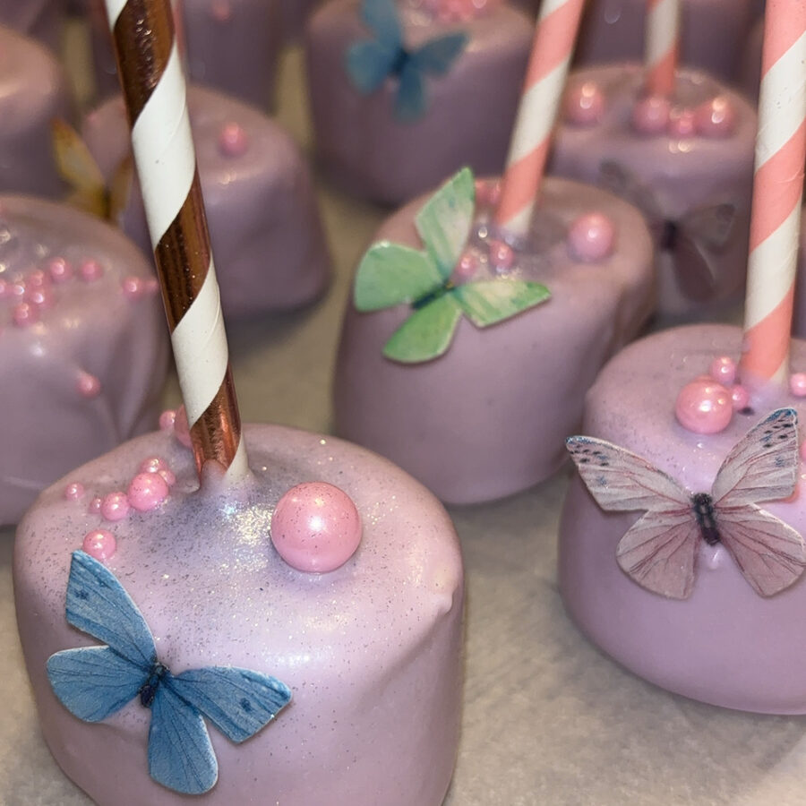 Purple butterfly cake pops
